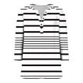 thumbnail image 3 of Womens 3/4 Sleeve Tops Striped Print Tee Shirt Loose Fit V Neck Button up Pullover T-shirts Casual Fall Clothes (XL, White|Stripes), 3 of 7