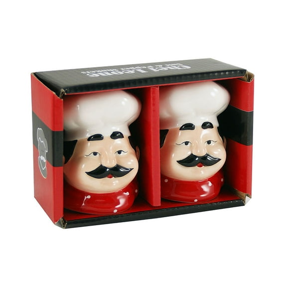 Chef Leone Ceramic Salt & Pepper Shakers Set of 2, With Gift Box