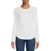 No Boundaries Juniors' Crew Ribbed Long Sleeve Tee