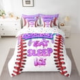 thumbnail image 2 of Feelyou Dreamy Birthday Cake Twin Bedding Sets 7-Piece, Cartoon Baseball Stripes Bedding Comforter Set, Eat Sleep Sport Reversible Sheet Sets, Luxury Bedroom Decor, 2 of 8