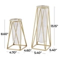 thumbnail image 4 of DecMode 9", 13"H Geometric Tube Gold Glass Vase with Metal Stand, Set of 2, 4 of 14
