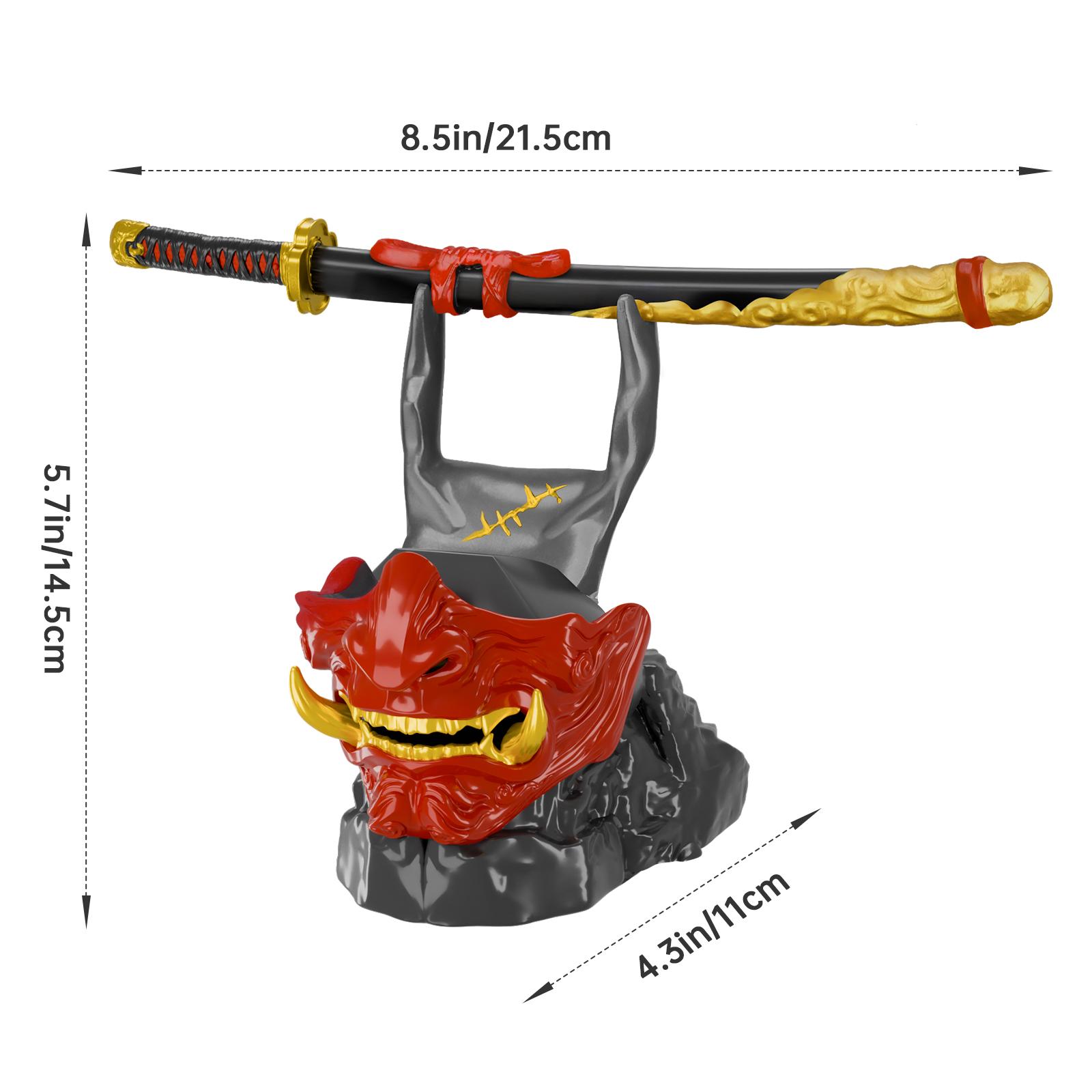 NiHome Samurai Warrior Mask Gaming Controller Holder Stand for PS5 Xbox Switch & Headsets, Handcrafted Resin Sculpture Desktop Display Organizer for Gamers, Multi-Device Charging Dock for Smartphones