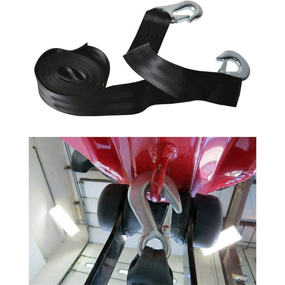 munirater 2 Inch x 20 Foot Trailer Winch Strap Heavy Duty High Strength Polyester with 2 Safety Hooks Replacement for Yacht Trailer Belt