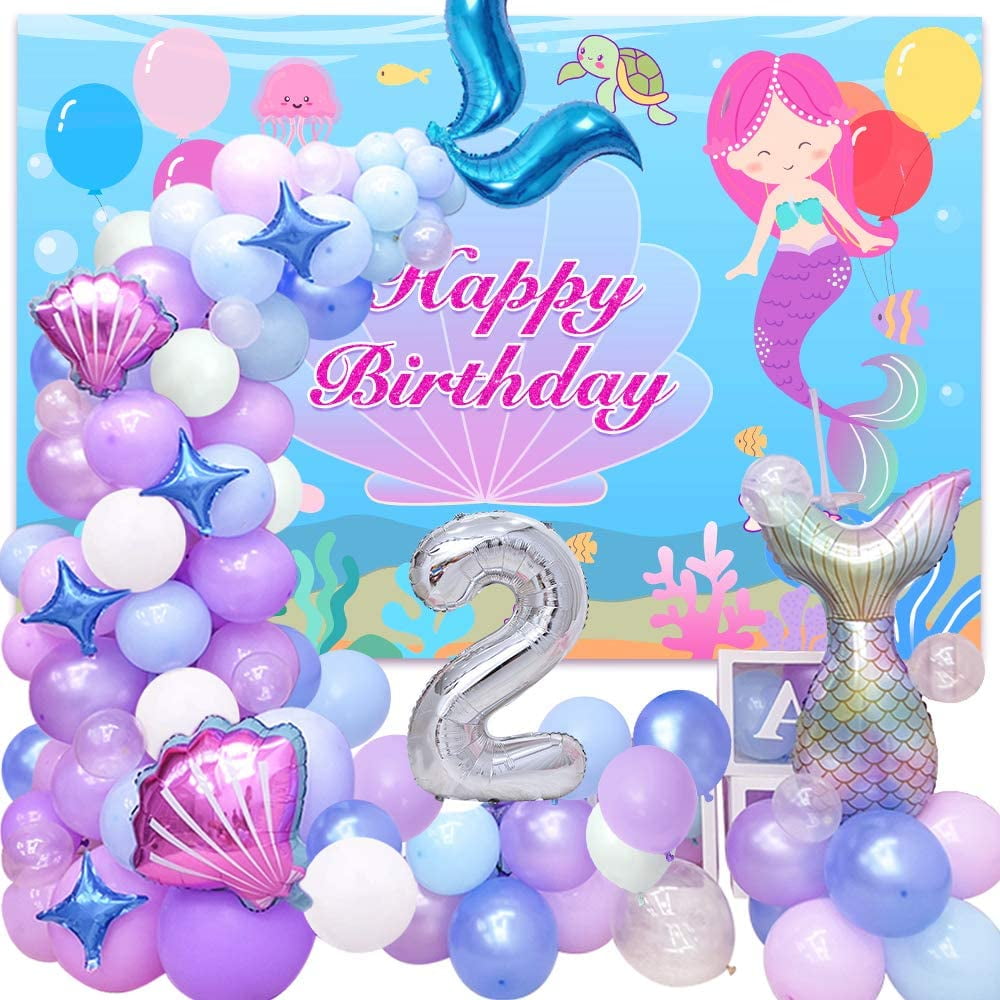 9ft Mermaid Happy Birthday Foil Banner Girls Princess Party Decorations 