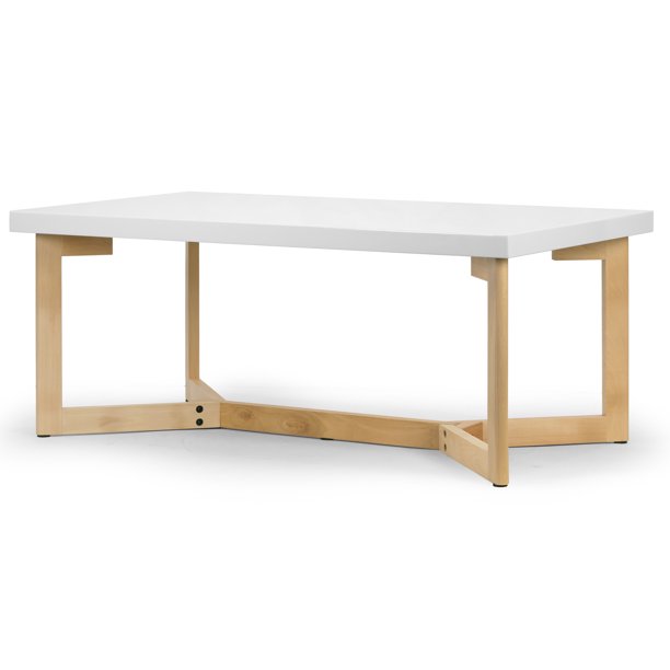 Aniya White Coffee Table With Beech Wood Legs Walmart Com Walmart Com