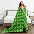 thumbnail image 5 of ZICANCN Anti-Pilling Flannel Bed Throw Blankets Plaid Green Shamrocks , Couch Ultra Soft Micro Fleece Sofa Bed Camping Travel Blanket for Adults 50"x40", 5 of 8