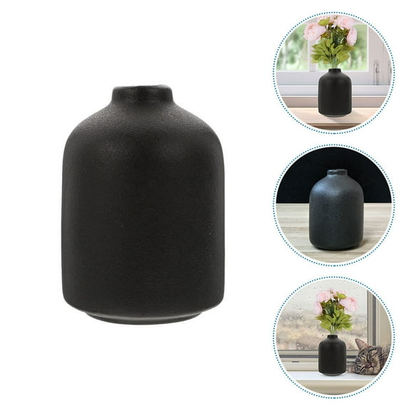 WASHWEPE Decorative Flower Container Ceramic Vase Black 1 Piece