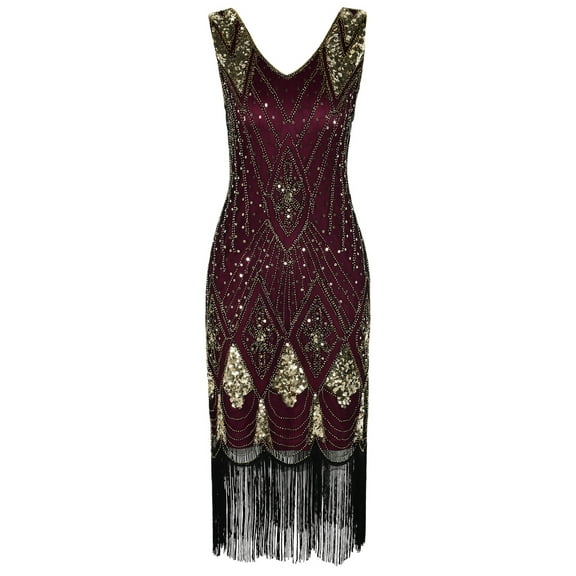PrettyGuide Women 1920s Gatsby Cocktail Sequin Art Deco Flapper Dress