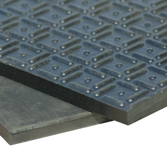 Rubber-Cal Shark Tooth II Heavy-Duty Rubber Mat - Black, 48 x 72 x 0.5 in.