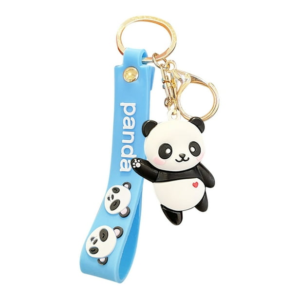 1 Llavero de dibujos animados de un lindo panda saludando a los animales Llavero de regalo para mujer Colgante de PVC para coche de hombre y llaveros