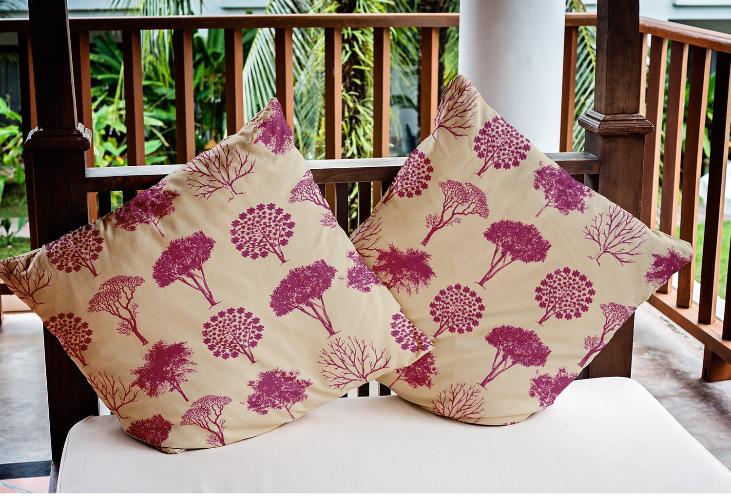 Simply Daisy 16" x 16" Field of Trees Indoor/Outdoor Polyester Throw Pillow, Dusty Rose