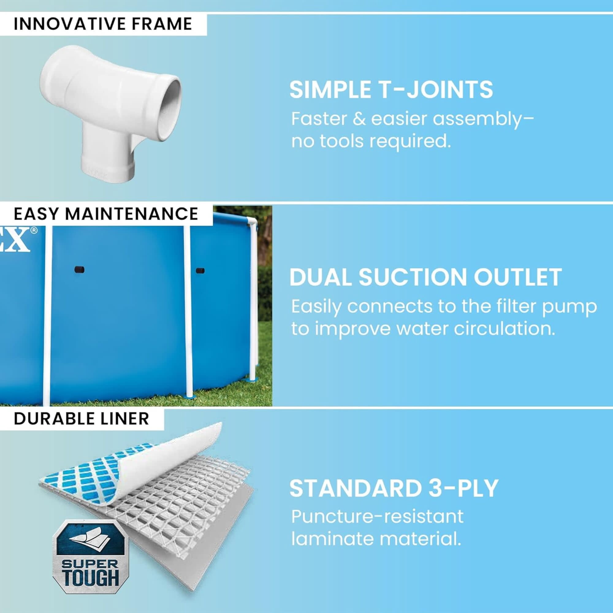 Intex: Metal Frame Pool & Filter Pump - 10' x 30" - Above Ground Swimming Set, 330 GPH, Puncture-Rust Resistant, Easy T-Joint Setup, 1185 Gal, 28201EP