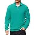 thumbnail image 2 of Zimjoy Men's Quarter Zip Pullover Collared Long Sleeve 1/4 Zip Pullover Mens Casual Pocket Sweatshirt Lightweight Winter Men's Sweatshirts, Turquoise S, 2 of 6