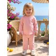 thumbnail image 4 of RUINIXCW Toddler Girls 2 Piece Outfits Adorable Solid Color Long Sleeve Crew Neck Tops and Elastic Waist Pants Set, 4 of 9
