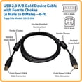 thumbnail image 3 of Tripp Lite 6' USB 2.0 A to USB B Cable, Black, 3 of 7
