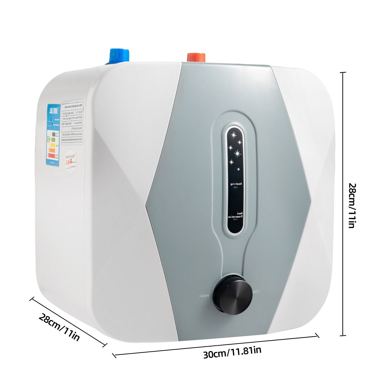 8L Compact 2.1-Gallon Electric Water Heater, Adjustable Temperature, Fast Heating in 8-15 Minutes, 1500W Power, Safety Features, IPX4 Waterproof