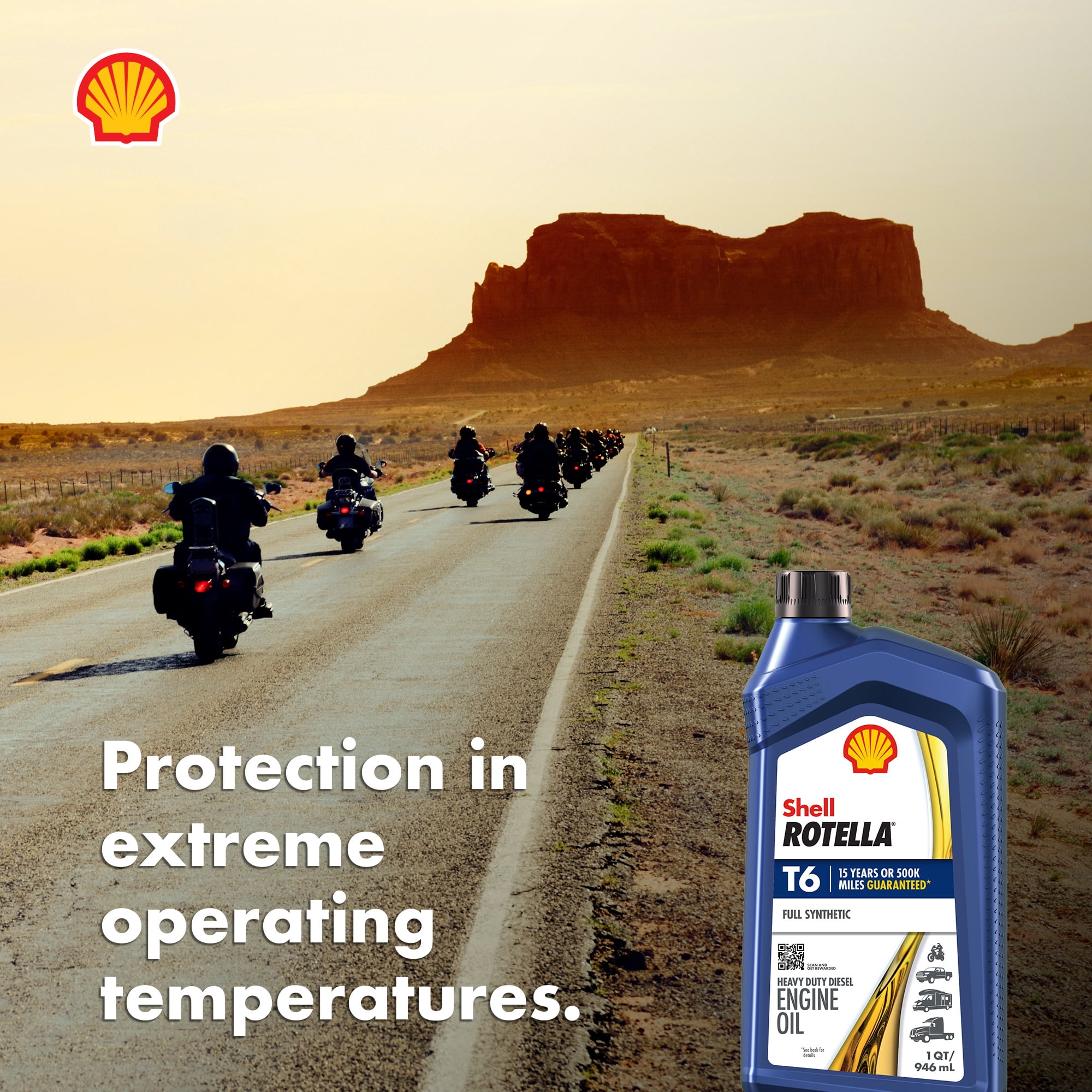 Shell Rotella T6 Full Synthetic 5W-40 Diesel Engine Oil, 1 Quart