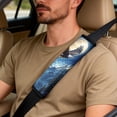 thumbnail image 5 of Xixirimido Car Seat Protection Set 5 Pieces Breathable PU Leather Front Seat Covers with Seat Belt and Console Covers Universal Fits Most Cars, Eagle Moon Starry Night, 5 of 8