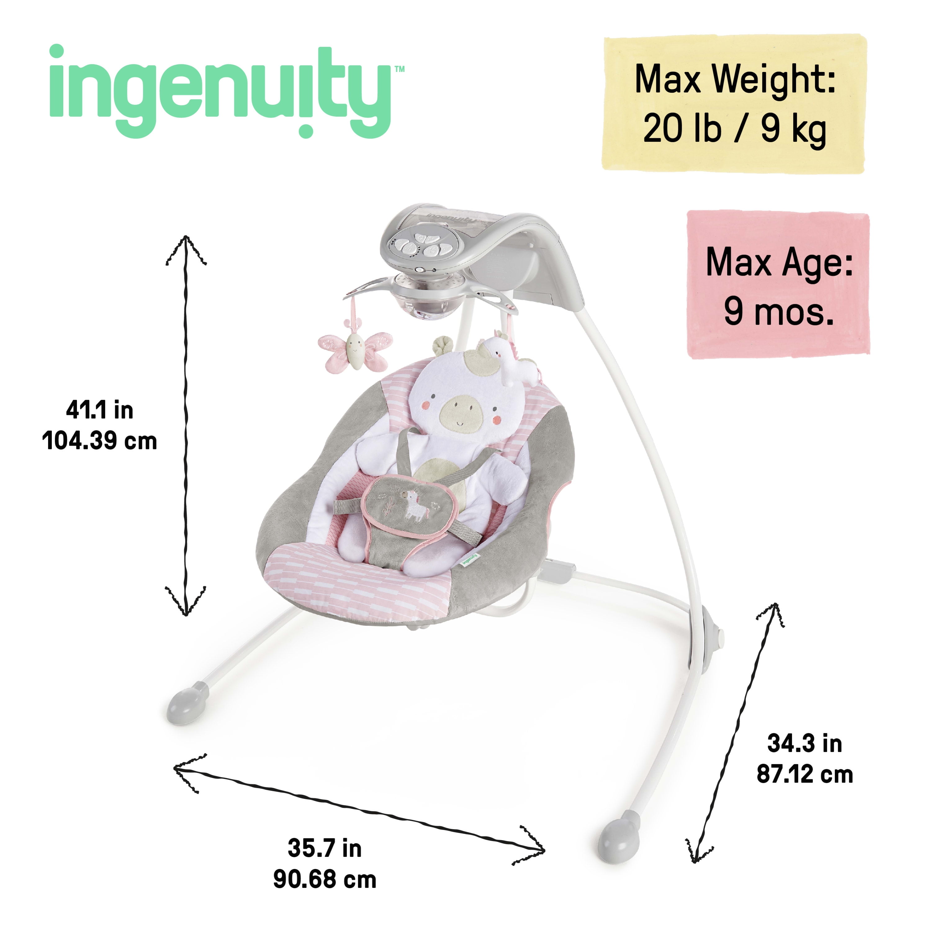 Baby girl sale unicorn swing