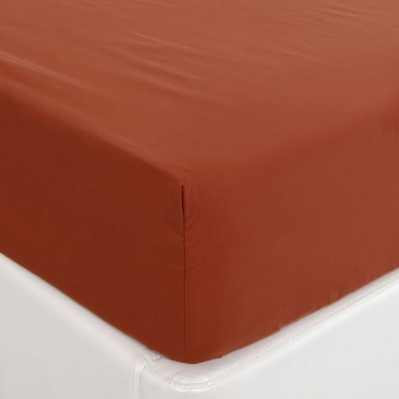 Unique Bargains Brushed Microfiber Fitted Sheet Bed Cover Orangered Twin