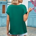 thumbnail image 2 of SWSMCLT Women's V Neck T Shirt Sexy Shirt Summer Batwing Sleeve Work Thin Soft Fashion Loose Spandex Tee Green Small, 2 of 4