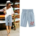 thumbnail image 1 of LOVZFMLL Short à Taille Élastique à Cordon Imprimé pour Femme Bleu Pâle S, 1 of 3