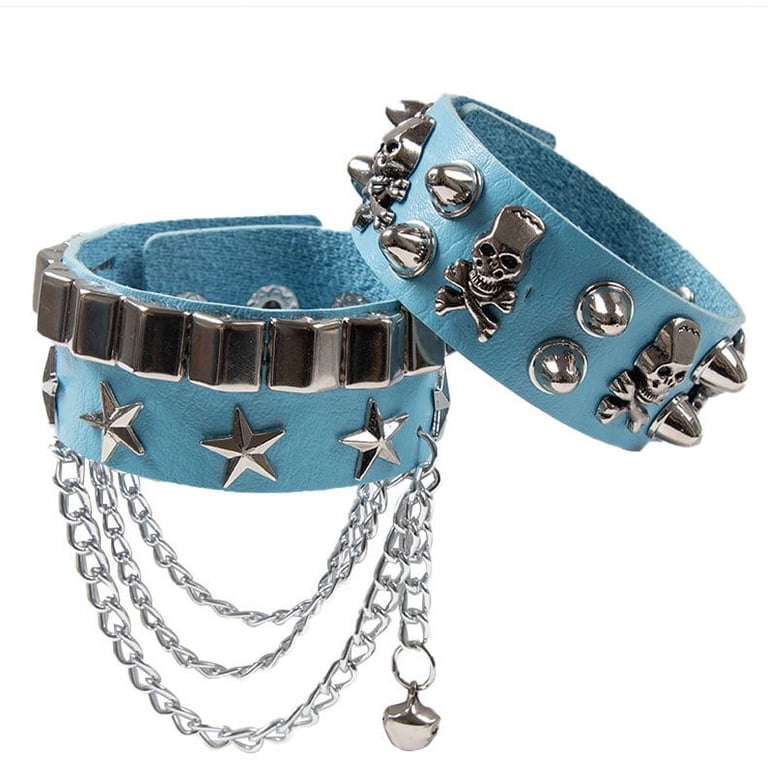 DIEZI Black PU Leather Cuff Wristband Bracelet Goth Gothic Punk