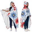 thumbnail image 2 of Wearable Blanket,Pioneer Flower Floral Print Pattern Hooded Wearable Flannel Blanket for Adults & Teens with Buckle,Winter Poncho Shawl Wrap Cape,50"x60", 2 of 5