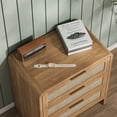thumbnail image 6 of CQSXDA Rattan Nightstand with 3 Spacious Drawers 22.8 Inches Wide Wooden Bedroom Furniture Storage Option，Caramel+2, 6 of 9