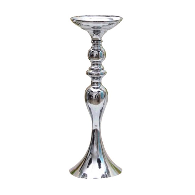 pitrice Long Stand Metal Candle Tea Light Holder Candlestick Flower Vase Silver-M