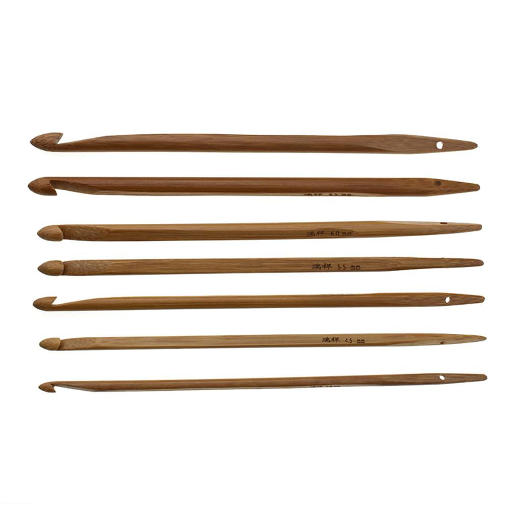 7X Knitter's Wooden Extra Long Crochet Hooks Set, Craft Yarn Knitting , Needlecrafts Accessories, for Crocheting Sewing 4mm-7mm, Size: 15 cm, Brown