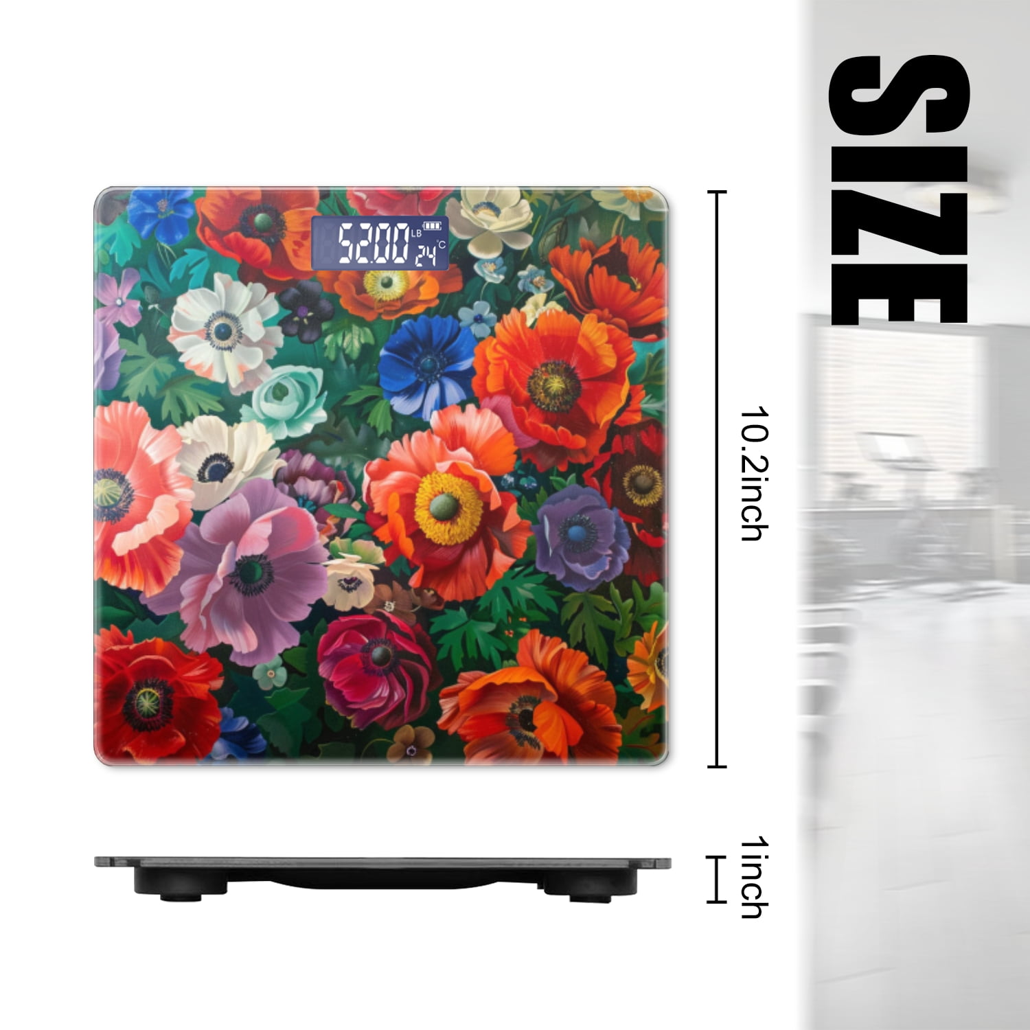 Digital Bathroom Scale with Large LCD Display,High Capacity Scale 400 lbs High Precision body fat scale-Painting Of Anemones And Other Flowers