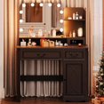 thumbnail image 3 of Vanity Desk with Lighted Mirror, 39.4 inch Vintage Makeup Table with Power Outlet, Bedroom Vanity Dressing Table with Adjustable Lights & 2 Drawers, Gifts for Teen Girls Women, Grey, 3 of 18