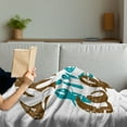 thumbnail image 3 of But First Coffee Soft Flannel Fleece Throw Blanket, Print of Sketchy Calligraphic Artwork Blots and Paint Strokes, Cozy Plush for Indoor and Outdoor Use, 50" x 70", Brown Dusk Teal, by Ambesonne, 3 of 5