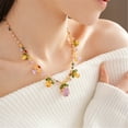 thumbnail image 4 of YongCo Teardrop Leaf Necklace and Earrings Exquisite Zirconia Water drop Leaf Jewelry Set Necklace Earrings For Women, 4 of 15