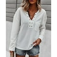 thumbnail image 3 of Faux Button Placket Sweater White Small, 3 of 4