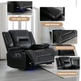 thumbnail image 3 of 6 Seater Swivel Recliner Chair Set, 150° Adjustable Lift Chairs with LED Light & Drop-Down Table with Two Cup Holders for Heavy Duty, Adults, Elderly, Max 350lbs, PU Leather, Black, 3 of 9