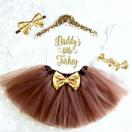 DADDY S LITTLE TURKEY Baby Girls Tops Tutu Skirts Headband Outfits Thanksgiving Walmart