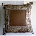 thumbnail image 3 of Brown Pillows Cover, 3D Sequins Bordered Throw Pillows Cover, 18x18 inch (45x45 cm) Pillow Covers, Square Silk Pillow Covers, Bordered, Traditional Style - Ethnic Origins, 3 of 3