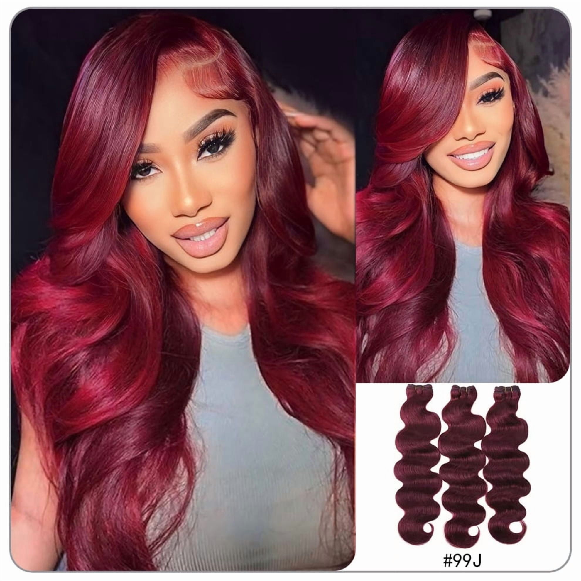 WEQUEEN #FB30 Highlight Hair Bundles Brazilian Colored Human Hair #P4/27 Body Wave Straight Quick Weave #99J Sew in/Glue in Budget Friendly 10A