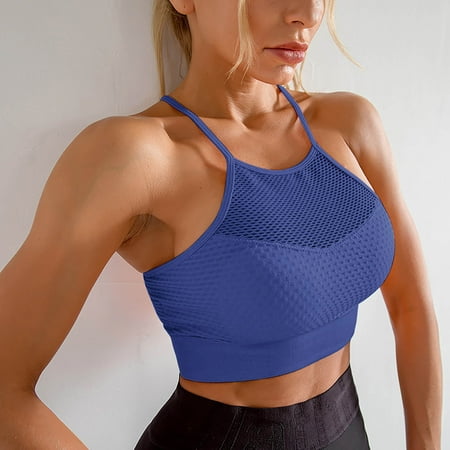 

CAICJ98 Lingerie for Women Women s Solid Color Absorbing Push Up Sport Bra with Quick Drying Mesh Hollow Out Yoga Sports Bra Pack for (Blue S)