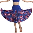 thumbnail image 3 of Falda de baile de salón para mujer, falda de práctica para baile latino, rumba, flamenco Azul real, 3 of 5
