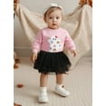 thumbnail image 5 of Toddler Baby Girl Halloween Outfit 1-6 Years Kids Ghost Embroidered Long Sleeve Sweatshirt Elastic Waist Tulle Skirt 2Pcs Cute Fall Clothes Set, 5 of 9