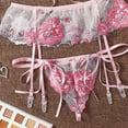 thumbnail image 6 of Fengqque 3Pcs Sexy Women's Pajamas Split Sexy Suit Underwear Sleepwear Set Lace Nightwear, 6 of 7