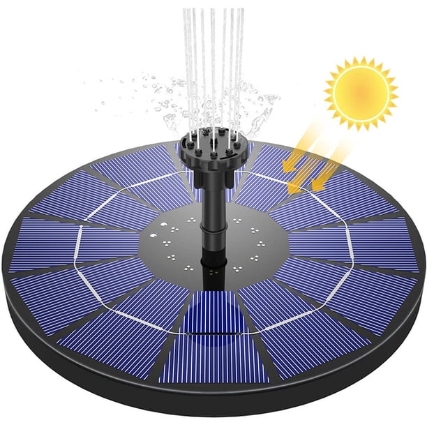 Bomba de fuente solar de 3W con batería incorporada, bomba de fuente de agua flotante solar para baño de pájaros, pecera, estanque, piscina, jardín y exteriores