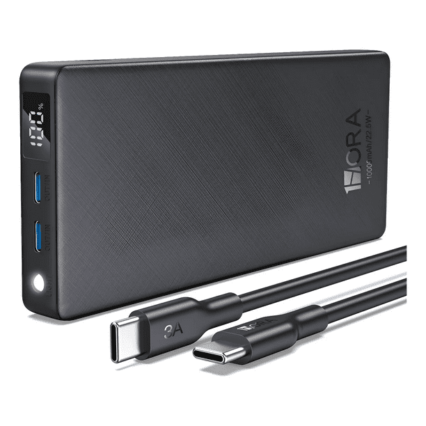 Power Bank Batería 10000mAh Carga Rapida 22.5W 1Hora con LED Pantalla Portátil Digital Xtellar negro