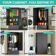 thumbnail image 6 of SISESOL Metal Wardrobe Cabinet with Drawer,Armoire Wardrobe Closet with Doors,Black Metal Clothing Storage Cabinet with Adjustable Shelves and Hanging Rod for Home,Bedroom Armoires, 6 of 13