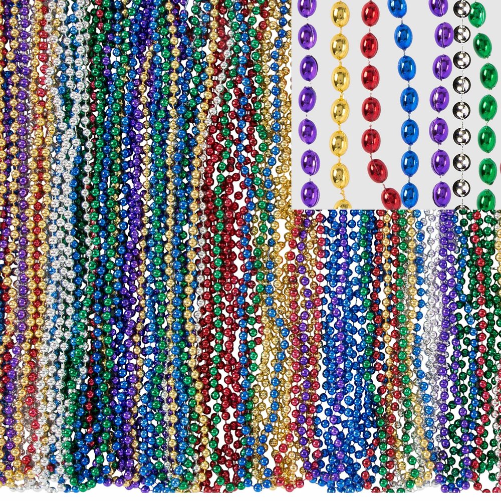 Amscan Mardi Gras Bead Necklaces, Carnival Party Supplies, 6 Colors