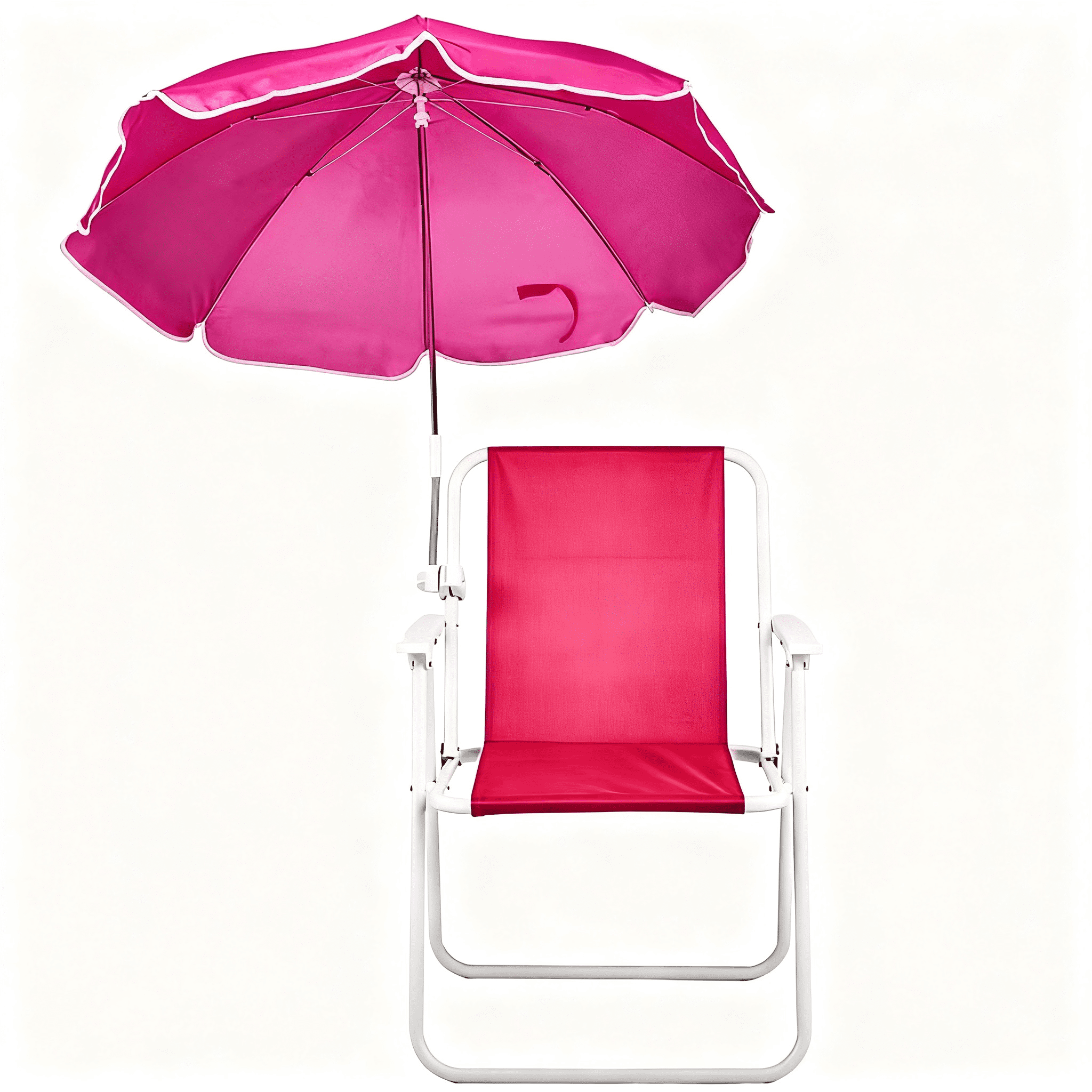 Folding Beach Chair with Umbrella for Adults, Lightweight Porable Camping Chair with 265lbs Capacity for Travel Picnic Concert & Outdoor Activities, Pink