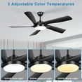 thumbnail image 6 of Ohniyou 60 " Modern Ceiling Fans with Lights and Remote 5 Blades Farmhouse Indoor Outdoor Ceiling Fans for Living Room Patio Kitchen,Black, 6 of 10